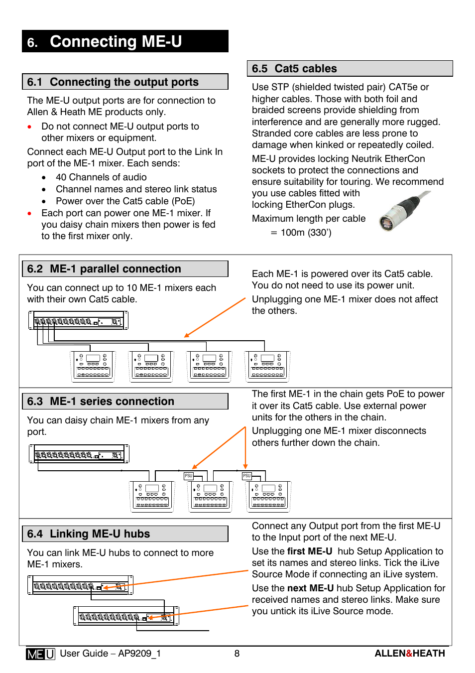 Connecting me-u | Allen&Heath ME-U User Manual | Page 8 / 18