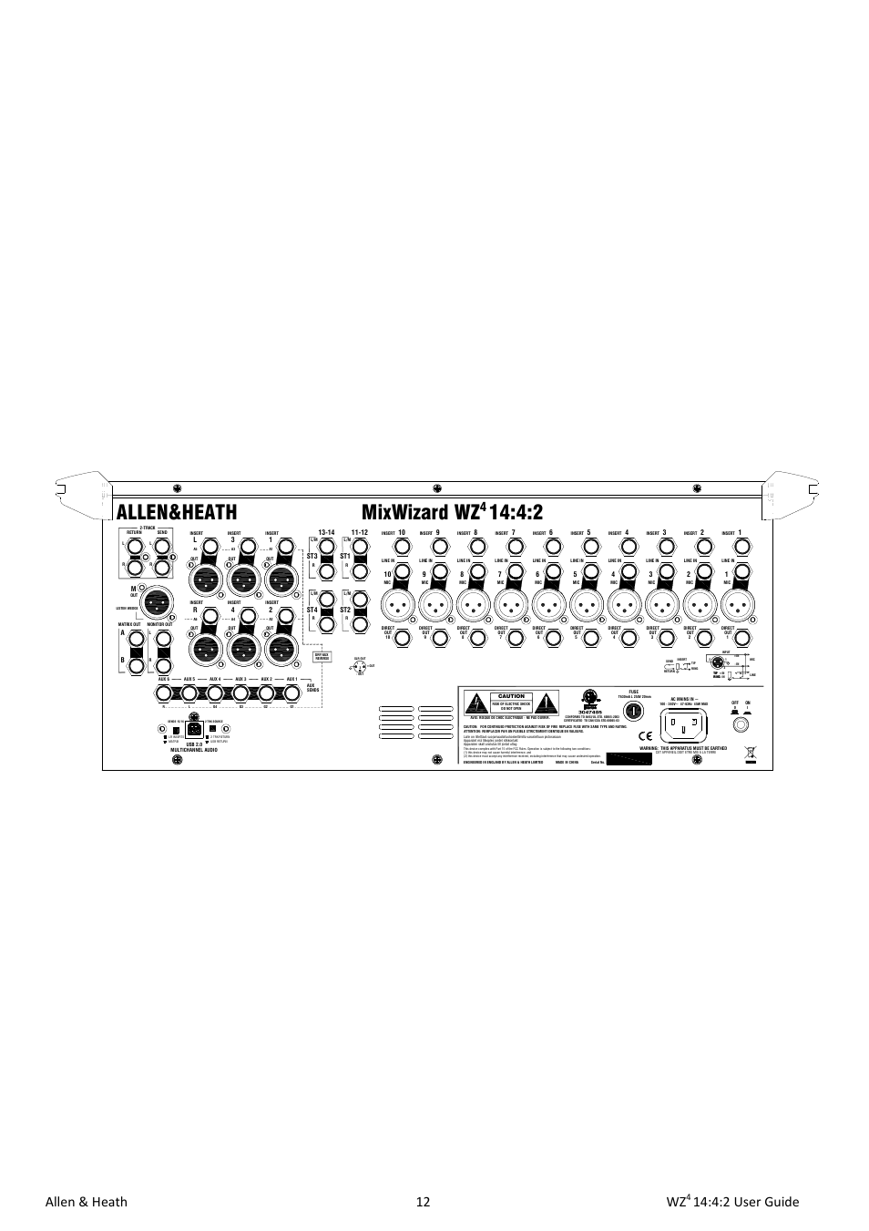 Mixwizard wz, Allen&heath, Allen & heath 12 wz | 4:2 user guide | Allen&Heath MixWizard WZ4 14-4-2 User Manual | Page 12 / 28