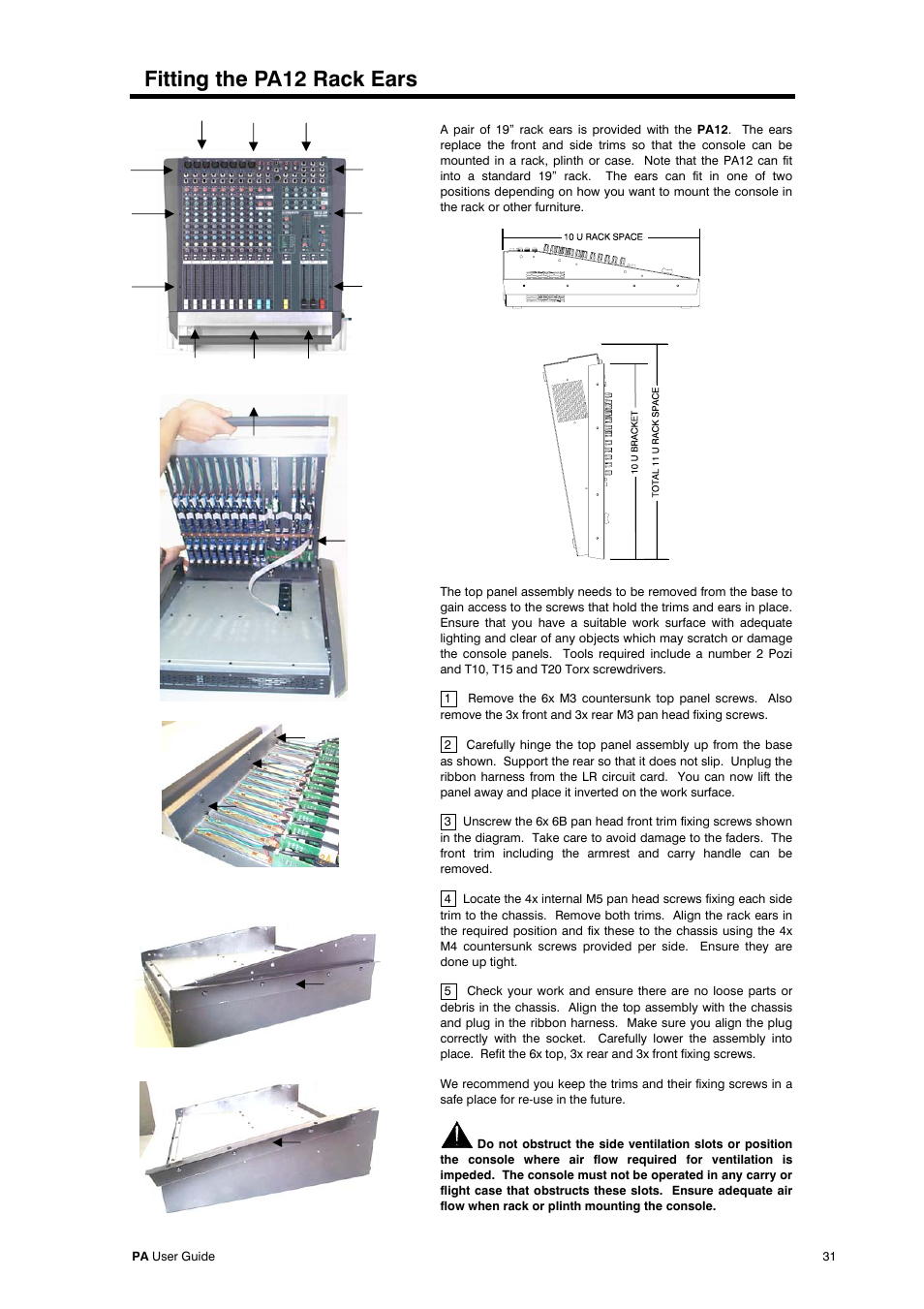 Fitting the pa12 rack ears | Allen&Heath PA28 User Manual | Page 31 / 36