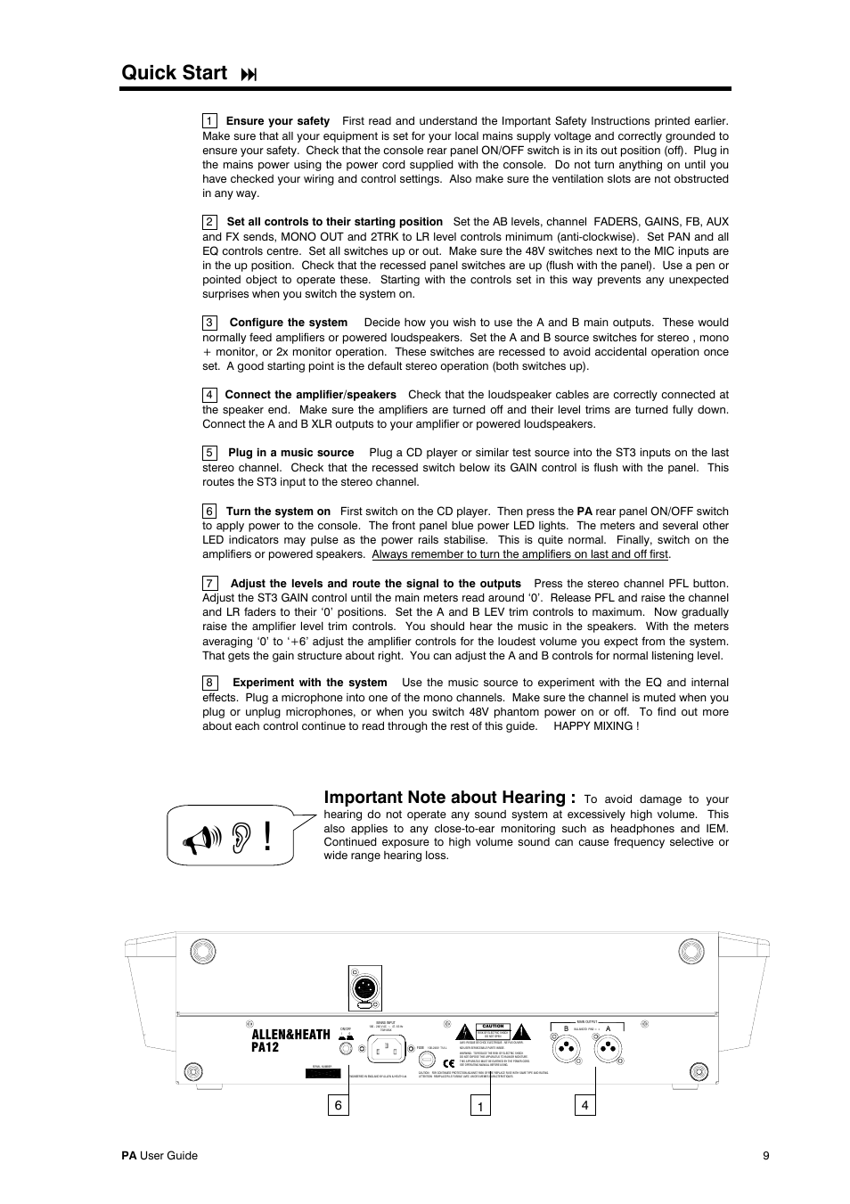 Quick start | Allen&Heath PA28 User Manual | Page 9 / 36
