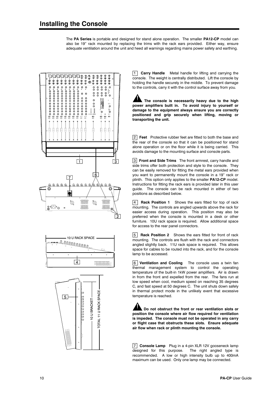 Installing the console | Allen&Heath PA20-CP User Manual | Page 10 / 36