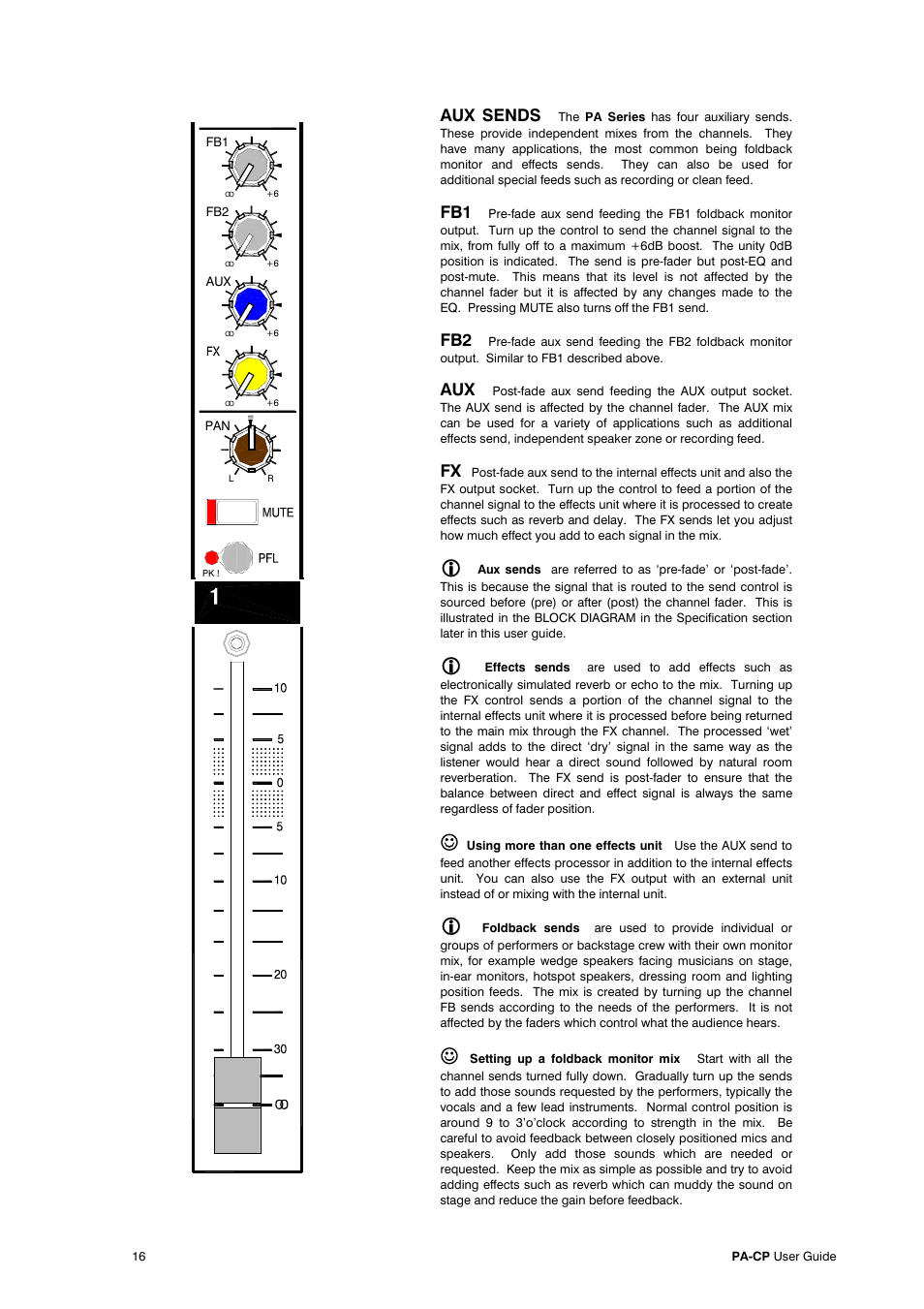 Aux sends | Allen&Heath PA20-CP User Manual | Page 16 / 36