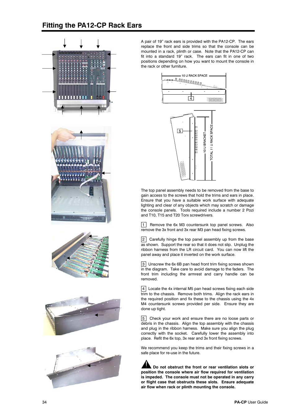 Fitting the pa12-cp rack ears | Allen&Heath PA20-CP User Manual | Page 34 / 36