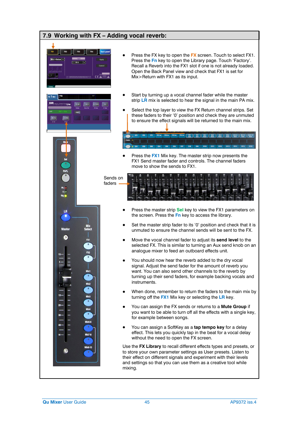 9 working with fx – adding vocal reverb | Allen&Heath Qu-16 User Manual | Page 45 / 68