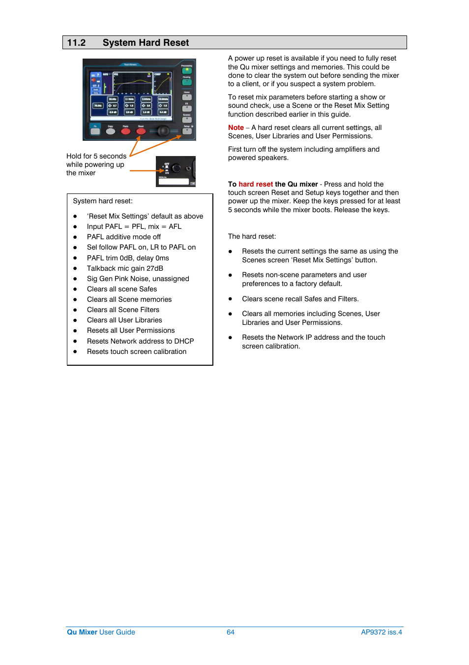 2 system hard reset | Allen&Heath Qu-16 User Manual | Page 64 / 68