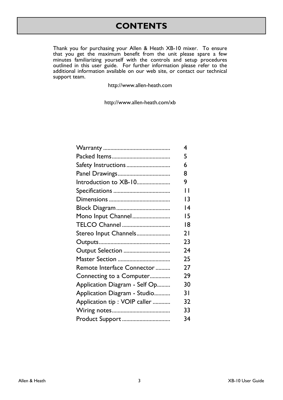 Allen&Heath XB-10 User Manual | Page 3 / 36