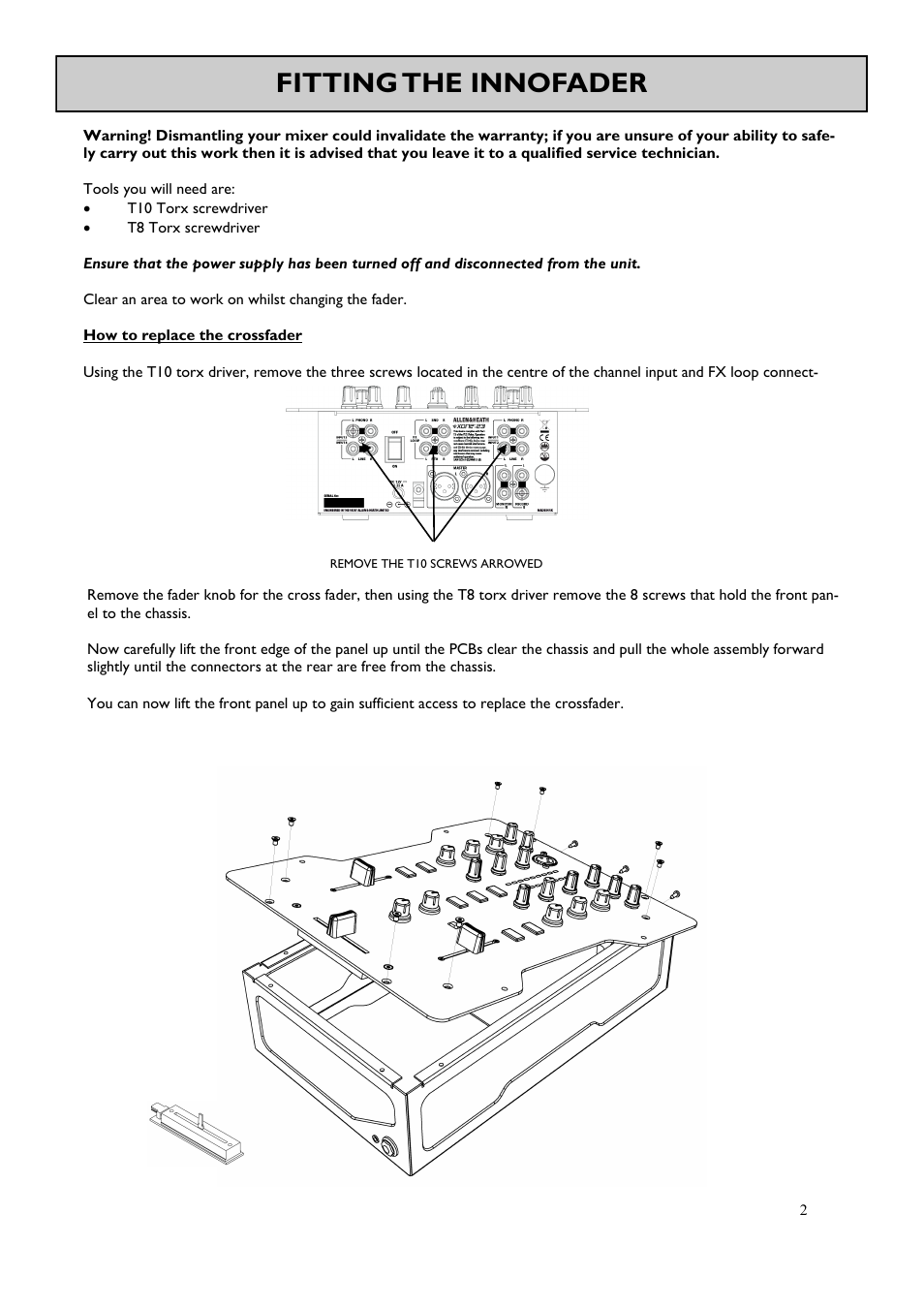 Fitting the innofader | Allen&Heath Xone InnoFader User Manual | Page 2 / 3