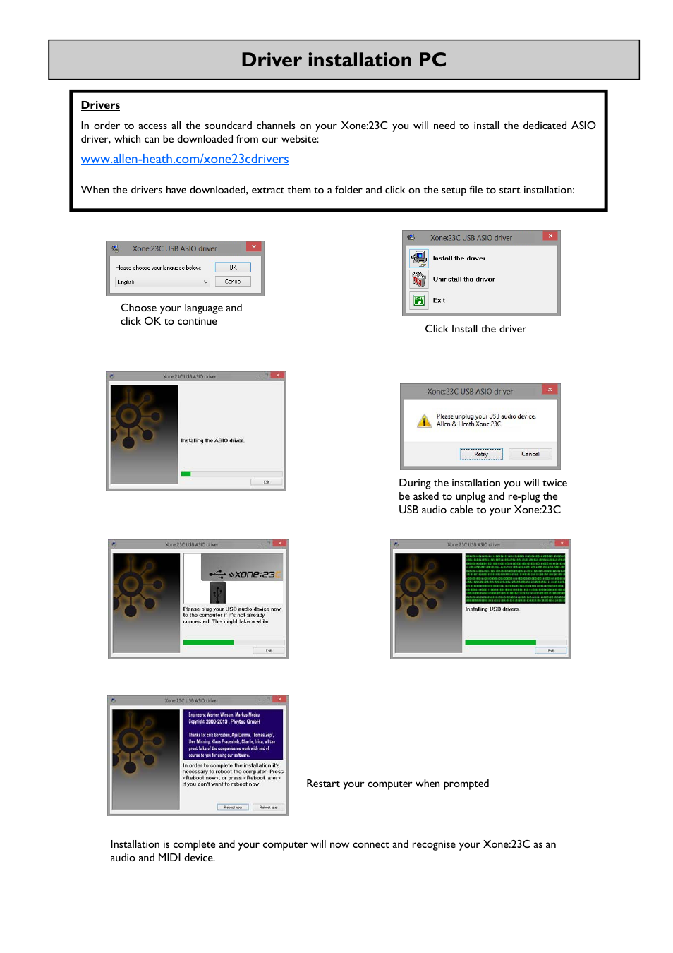 Driver installation pc | Allen&Heath Xone 23C User Manual | Page 13 / 27