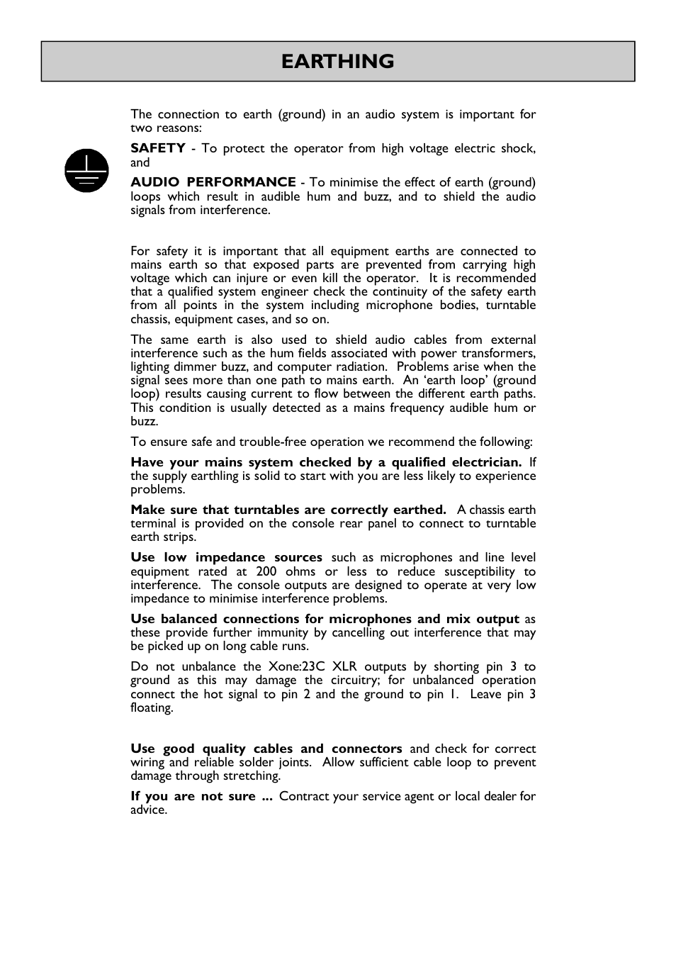 Earthing | Allen&Heath Xone 23C User Manual | Page 17 / 27