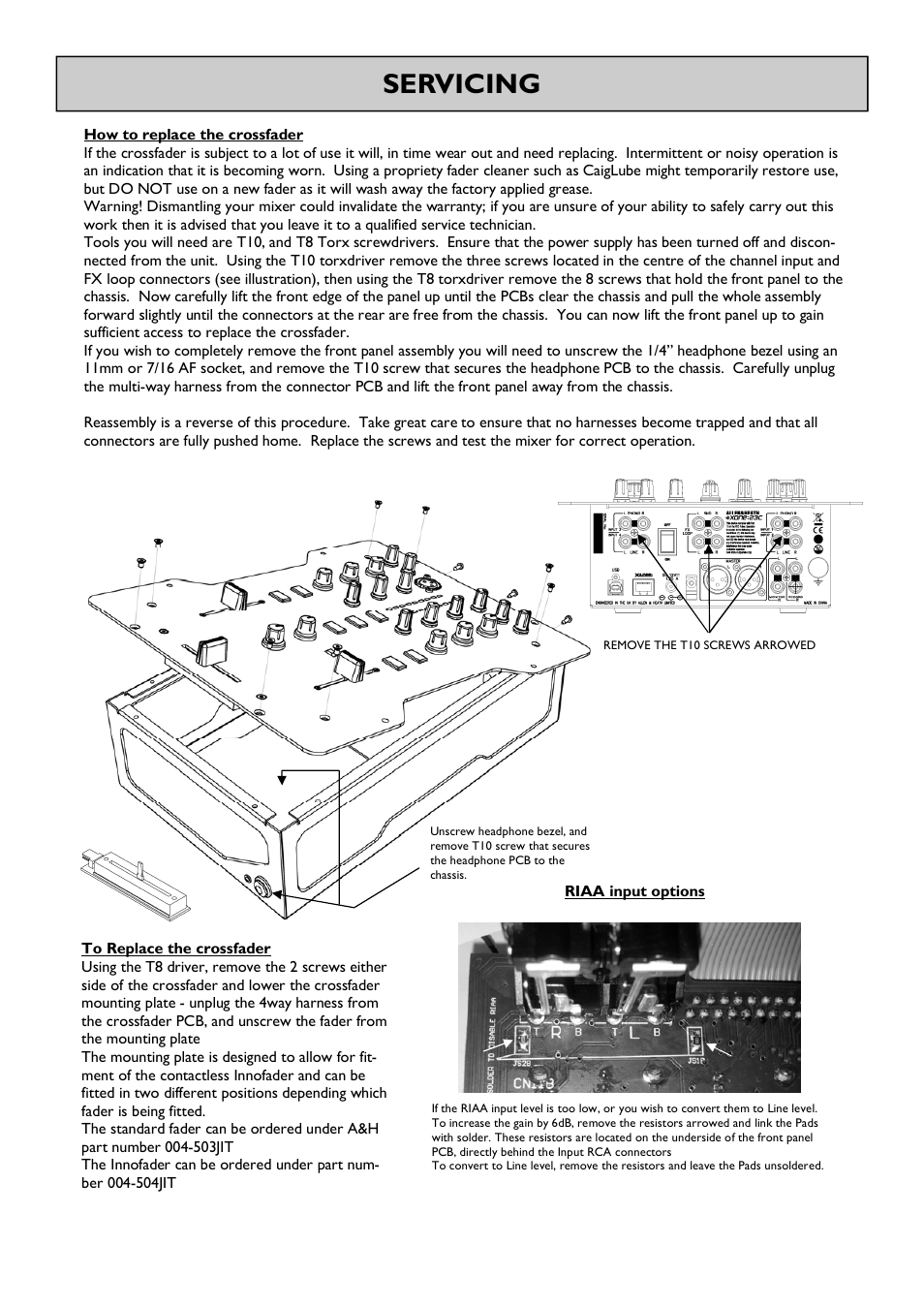 Servicing | Allen&Heath Xone 23C User Manual | Page 18 / 27