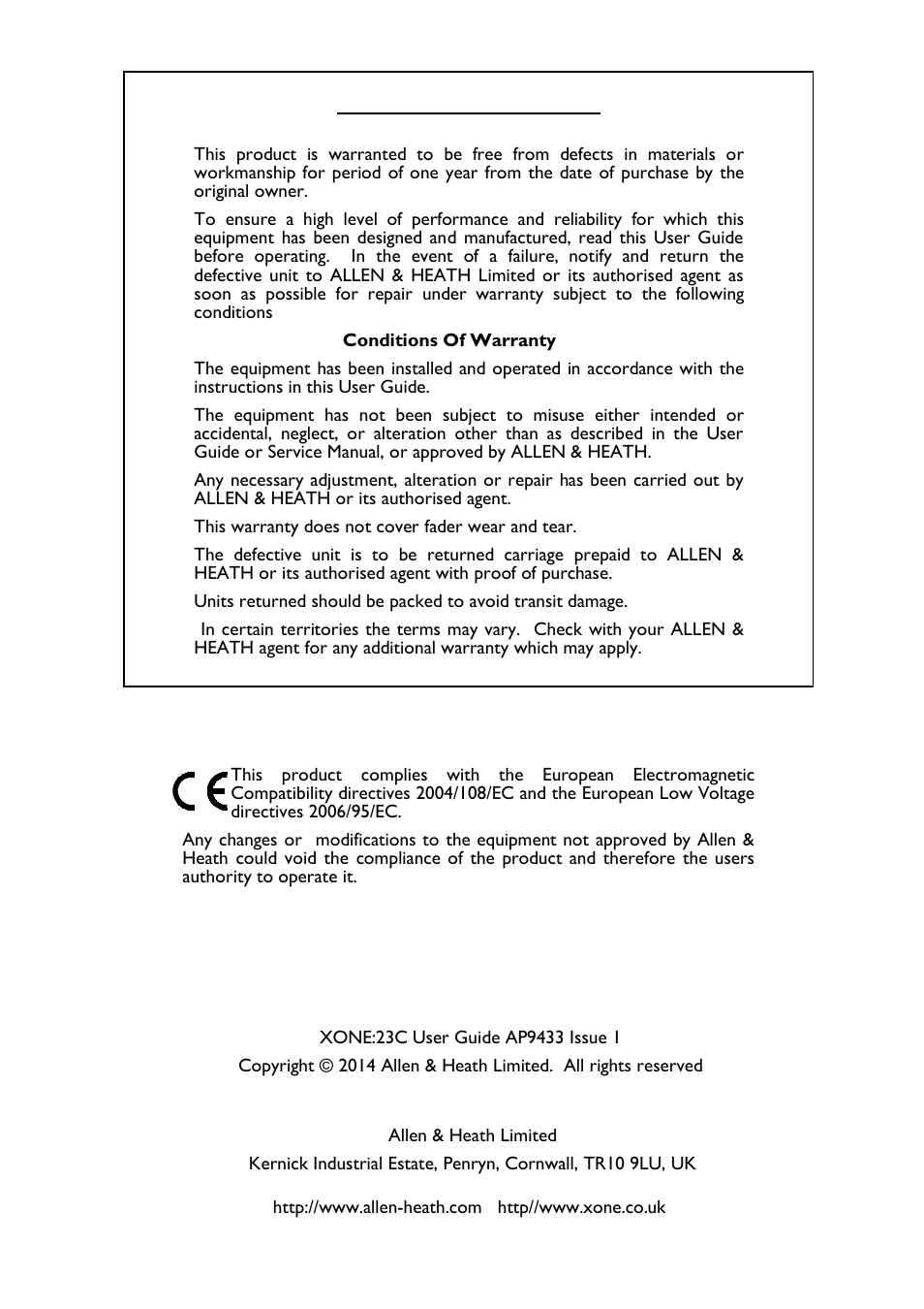 Allen&Heath Xone 23C User Manual | Page 2 / 27