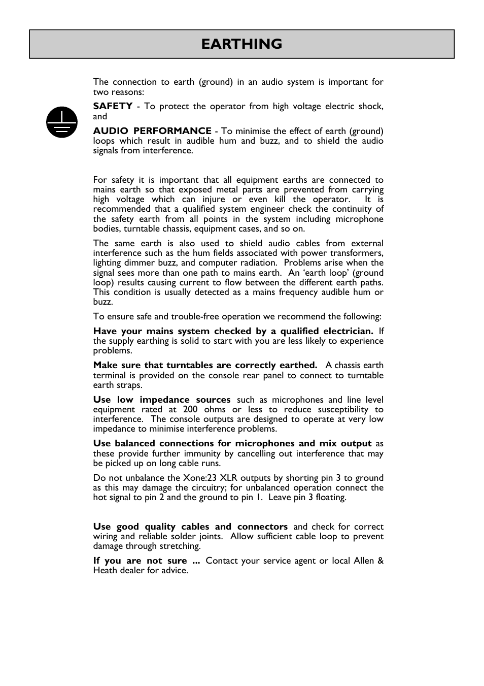 Earthing | Allen&Heath Xone 23 User Manual | Page 13 / 23