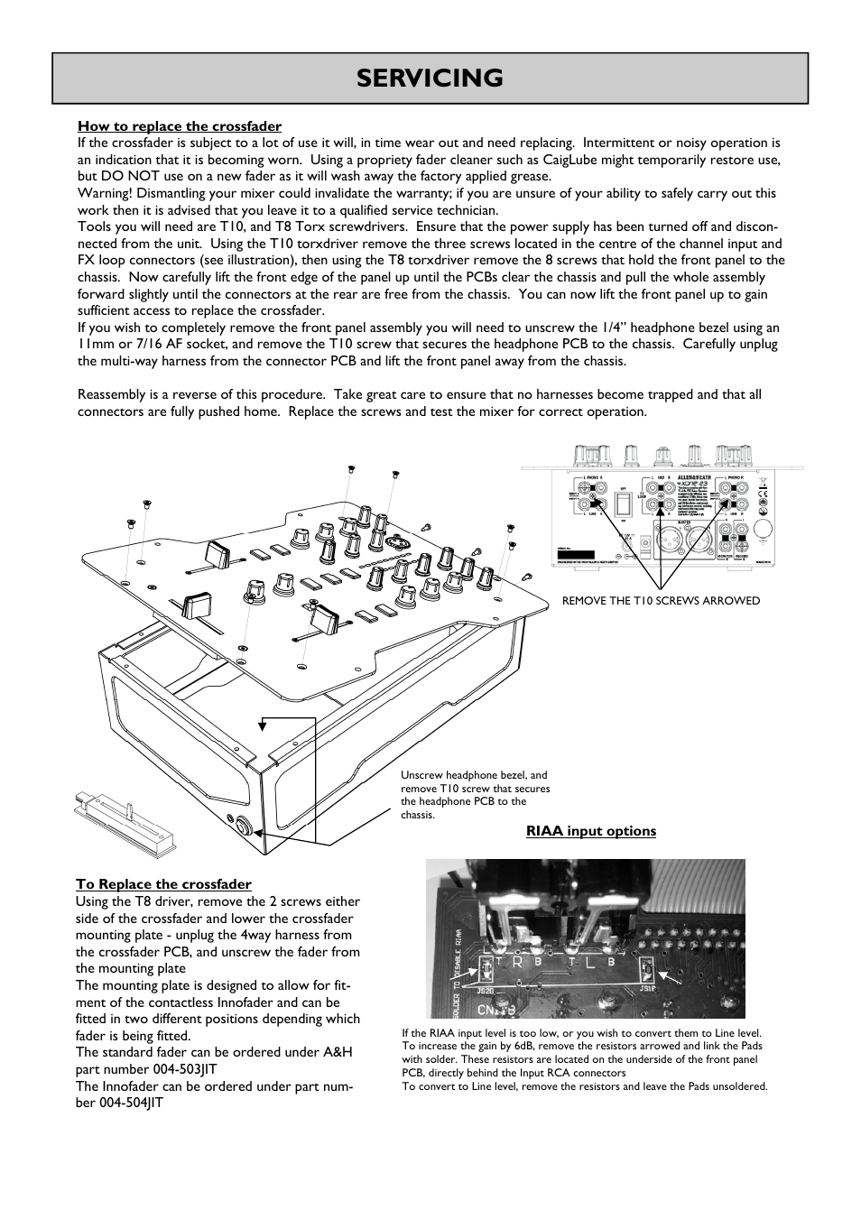 Servicing | Allen&Heath Xone 23 User Manual | Page 14 / 23