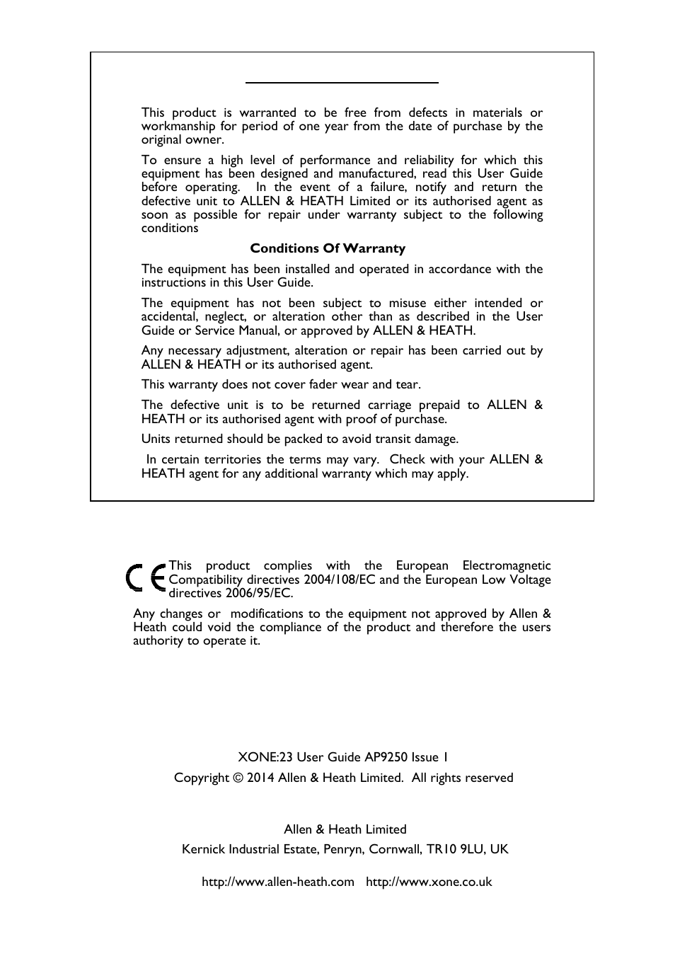 Allen&Heath Xone 23 User Manual | Page 2 / 23