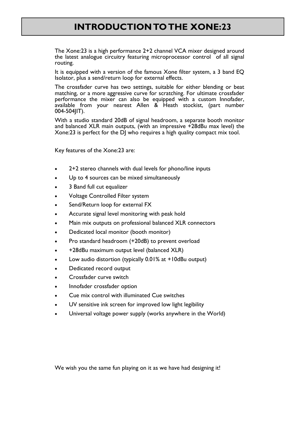 Introduction to the xone:23 | Allen&Heath Xone 23 User Manual | Page 6 / 23