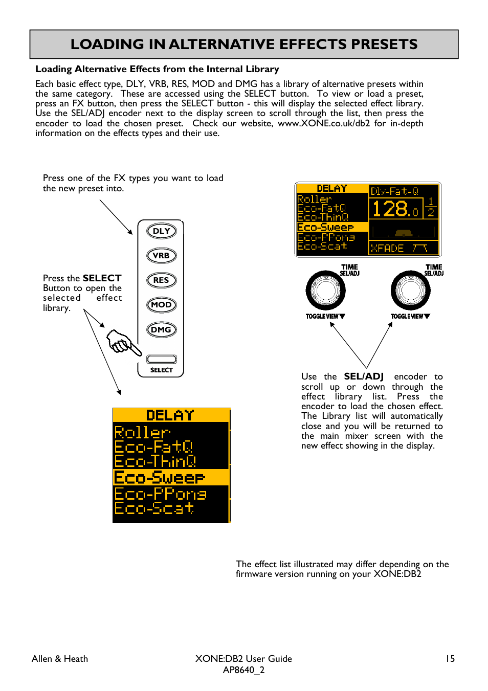 Loading in alternative effects presets | Allen&Heath XONE DB2 User Manual | Page 15 / 41
