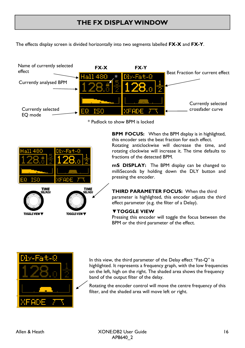 The fx display window | Allen&Heath XONE DB2 User Manual | Page 16 / 41