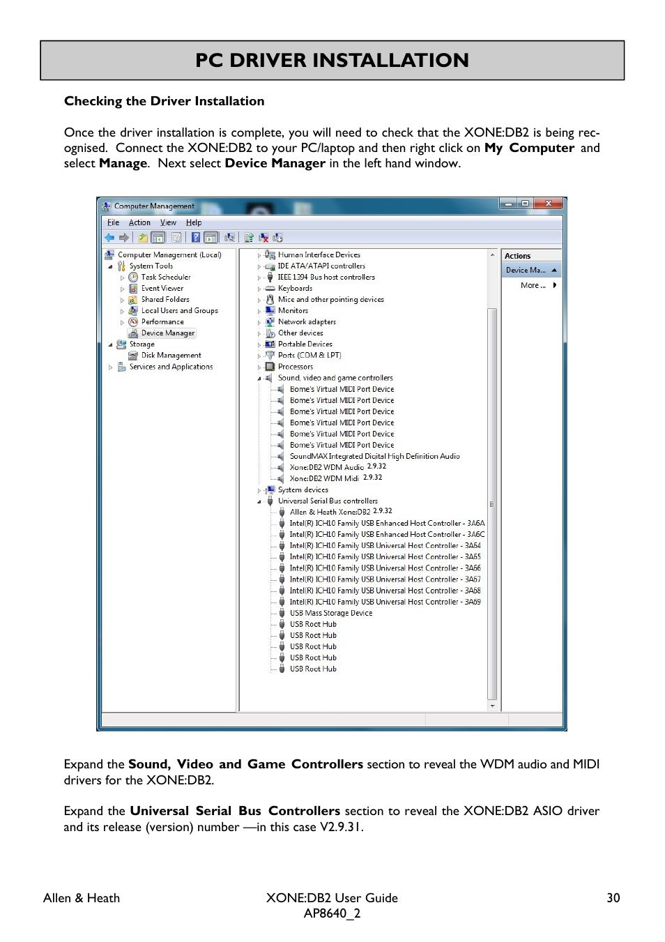 Pc driver installation | Allen&Heath XONE DB2 User Manual | Page 30 / 41