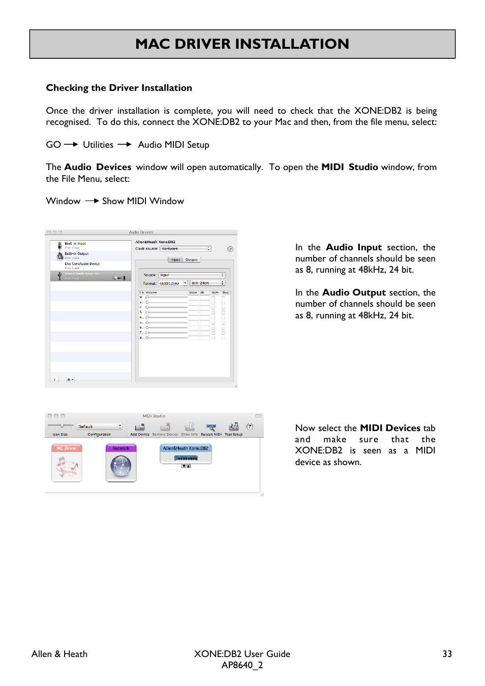 Mac driver installation | Allen&Heath XONE DB2 User Manual | Page 33 / 41