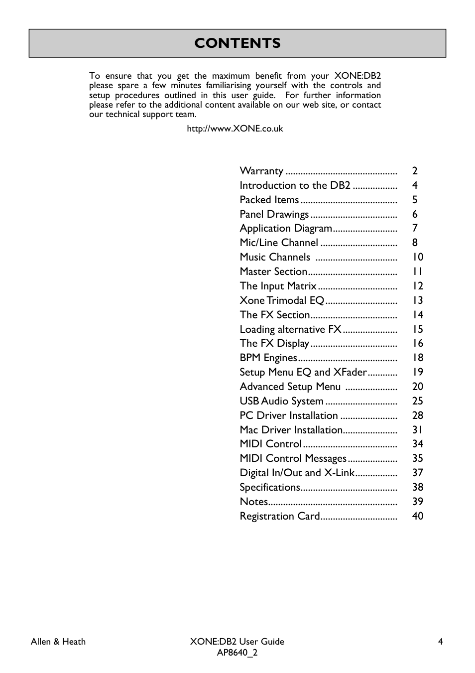Allen&Heath XONE DB2 User Manual | Page 4 / 41
