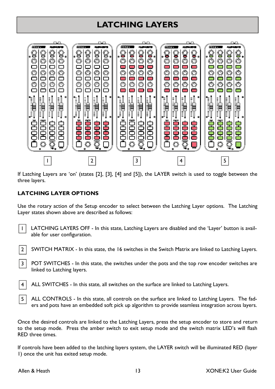 Latching layers | Allen&Heath XONE K2 User Manual | Page 13 / 30