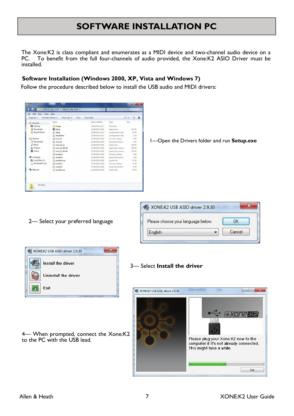 Software installation pc | Allen&Heath XONE K2 User Manual | Page 7 / 30