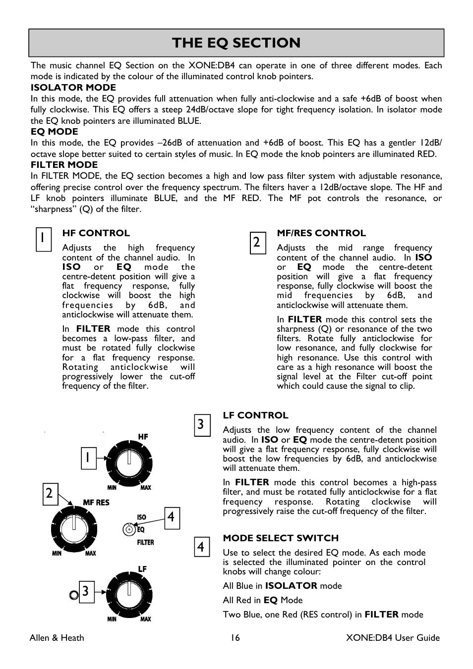 Allen&Heath XONE DB4 User Manual | Page 16 / 49