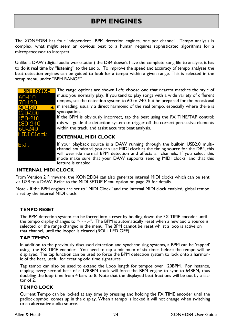 Bpm engines | Allen&Heath XONE DB4 User Manual | Page 24 / 49