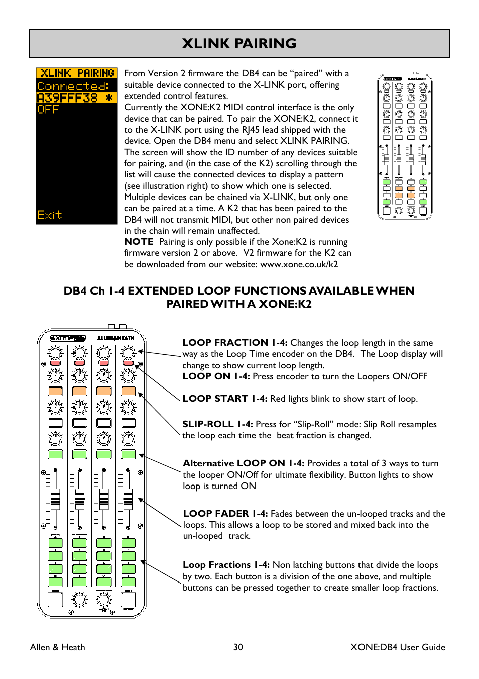 Xlink pairing | Allen&Heath XONE DB4 User Manual | Page 30 / 49