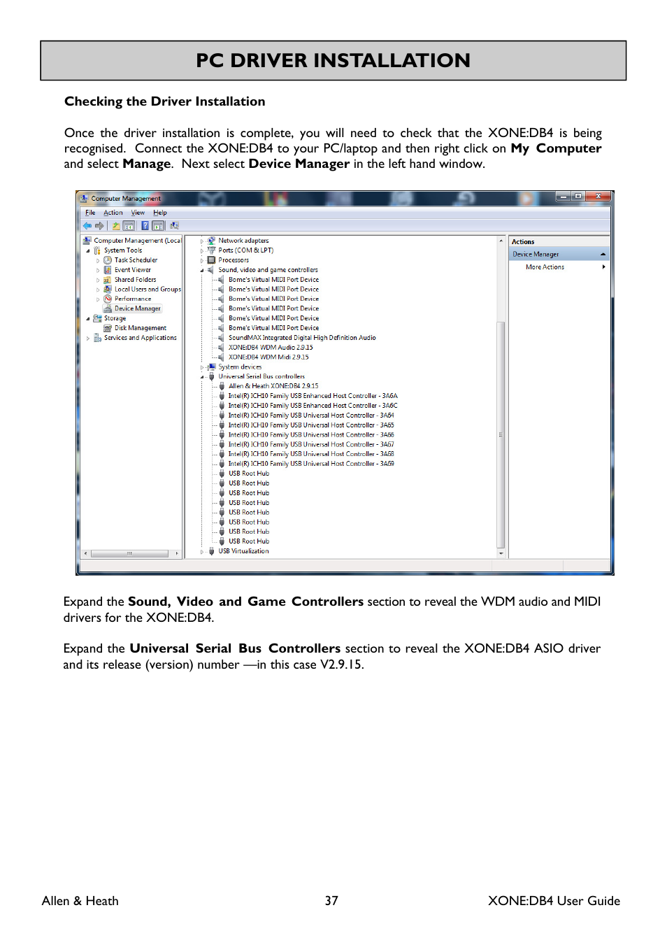 Pc driver installation | Allen&Heath XONE DB4 User Manual | Page 37 / 49