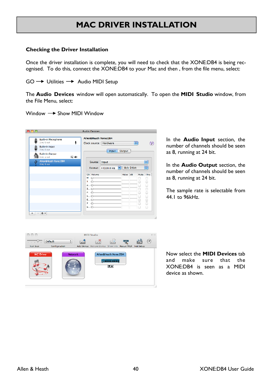 Mac driver installation | Allen&Heath XONE DB4 User Manual | Page 40 / 49
