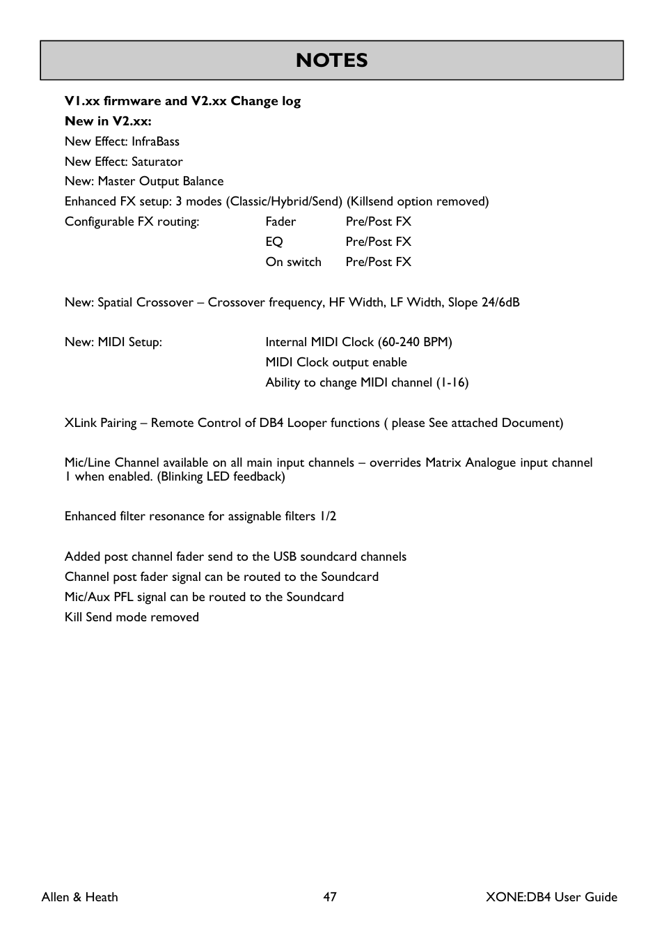 Allen&Heath XONE DB4 User Manual | Page 47 / 49