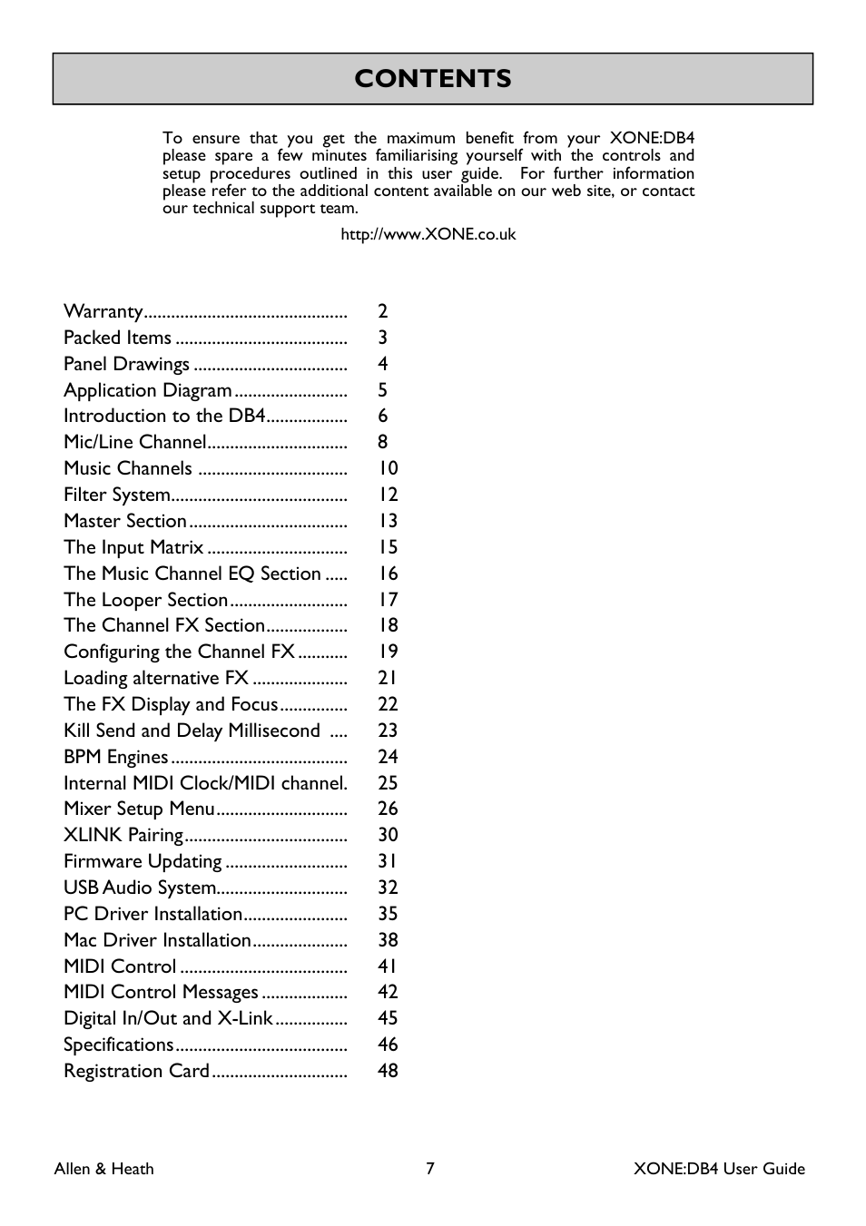 Allen&Heath XONE DB4 User Manual | Page 7 / 49