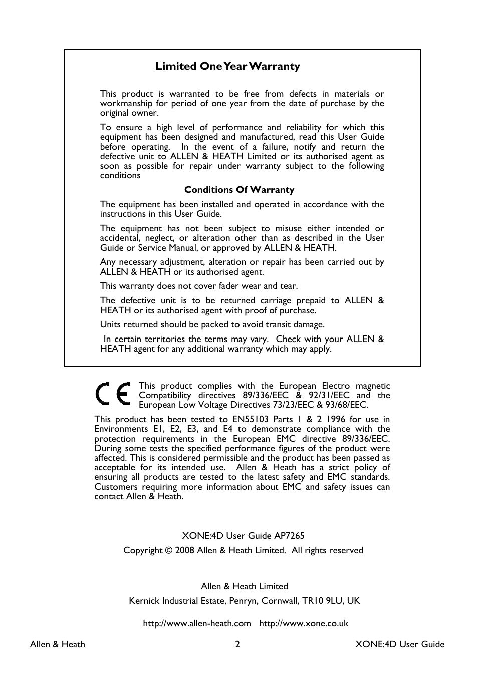Allen&Heath XONE 4D User Manual | Page 2 / 48