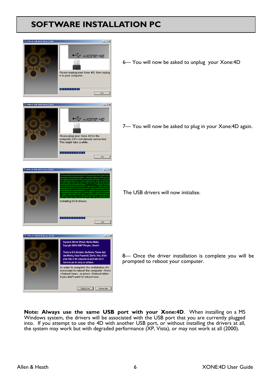 Software installation pc | Allen&Heath XONE 4D User Manual | Page 6 / 48