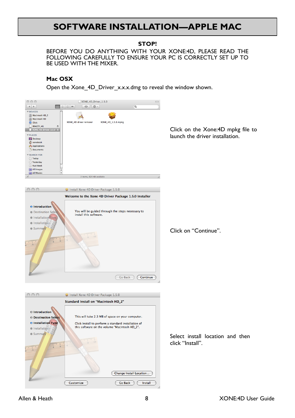 Software installation—apple mac | Allen&Heath XONE 4D User Manual | Page 8 / 48