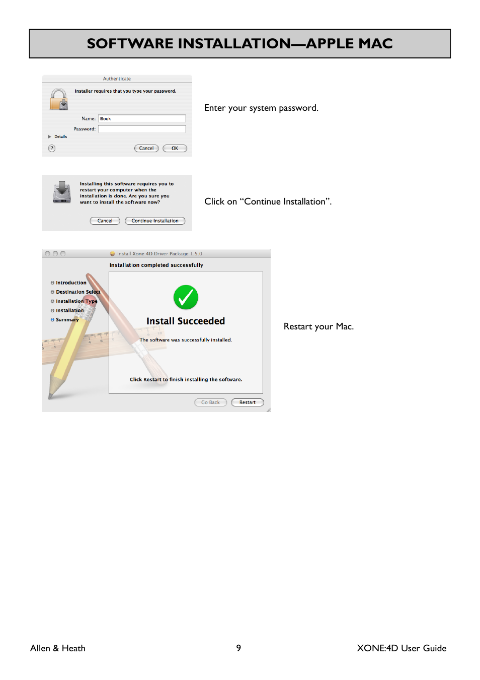 Software installation—apple mac | Allen&Heath XONE 4D User Manual | Page 9 / 48