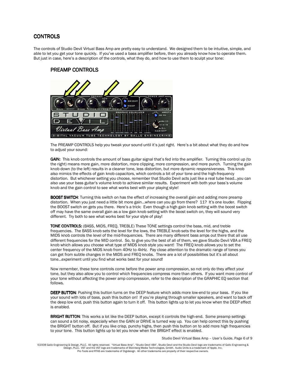 Studio Devil Virtual Bass Amp (Version 1.0, November 2008) User Manual | Page 6 / 9
