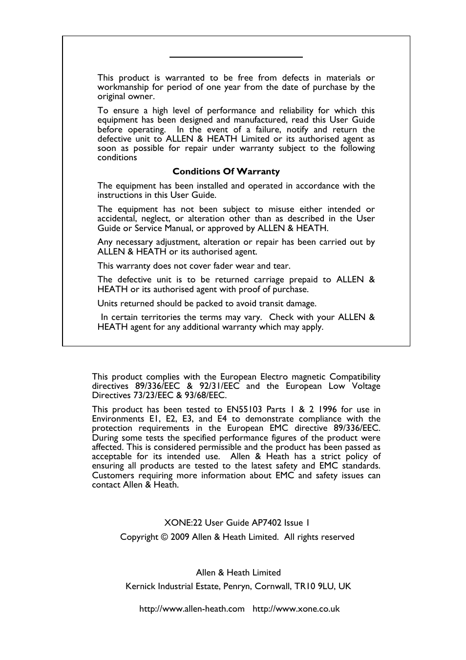 Allen&Heath XONE 22 User Manual | Page 2 / 24