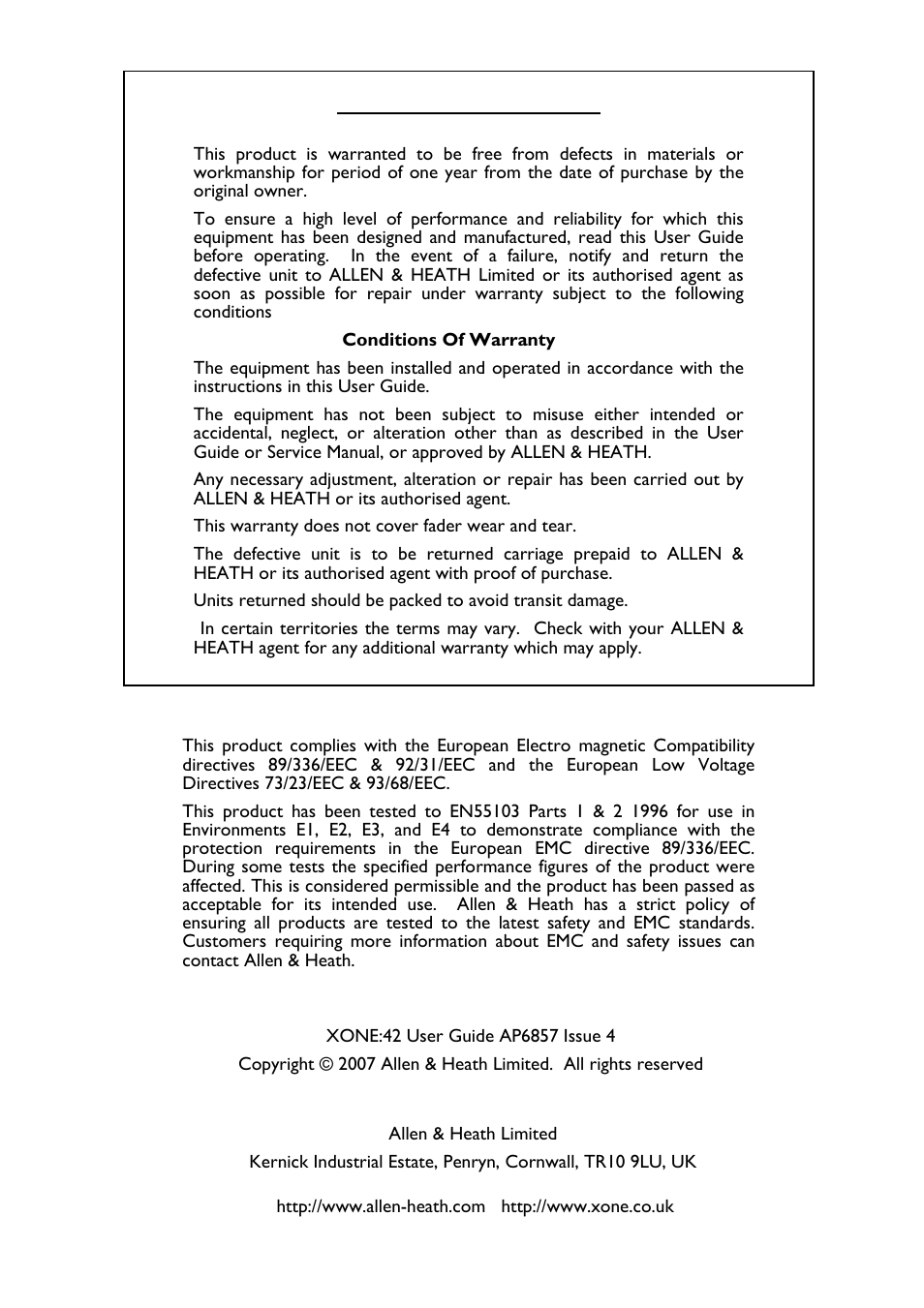 Allen&Heath XONE 42 User Manual | Page 2 / 28