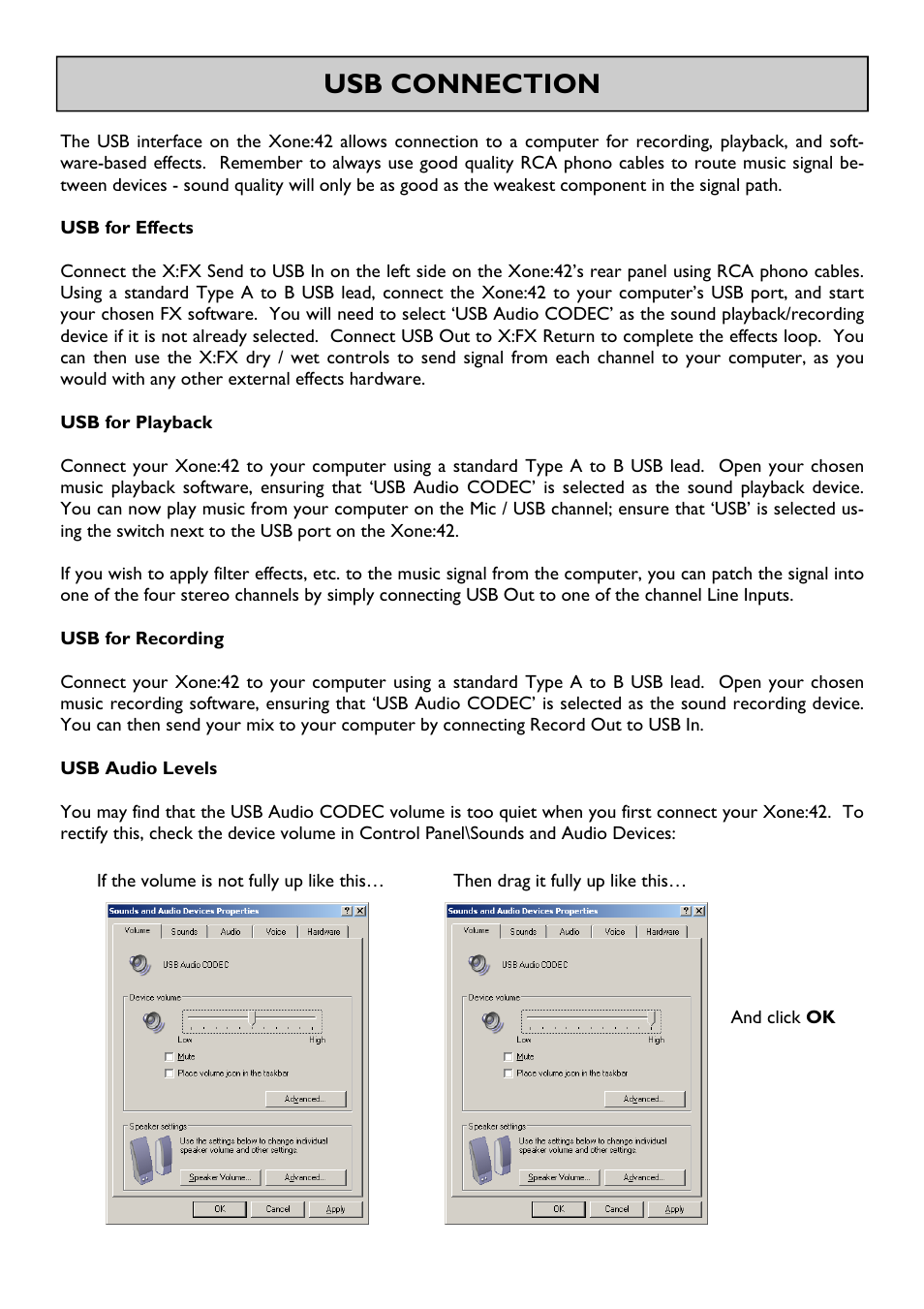 Usb connection | Allen&Heath XONE 42 User Manual | Page 22 / 28