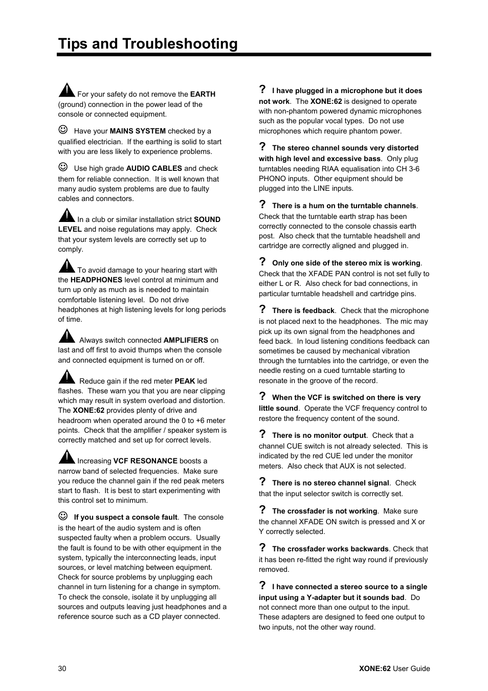 Tips and troubleshooting | Allen&Heath XONE 62 User Manual | Page 30 / 32