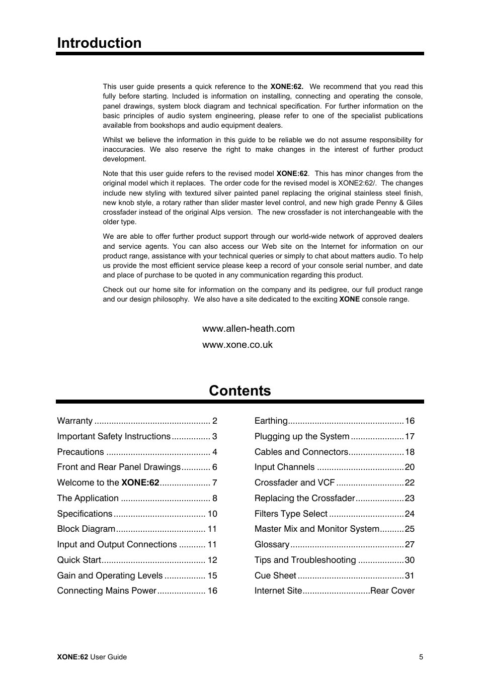 Allen&Heath XONE 62 User Manual | Page 5 / 32