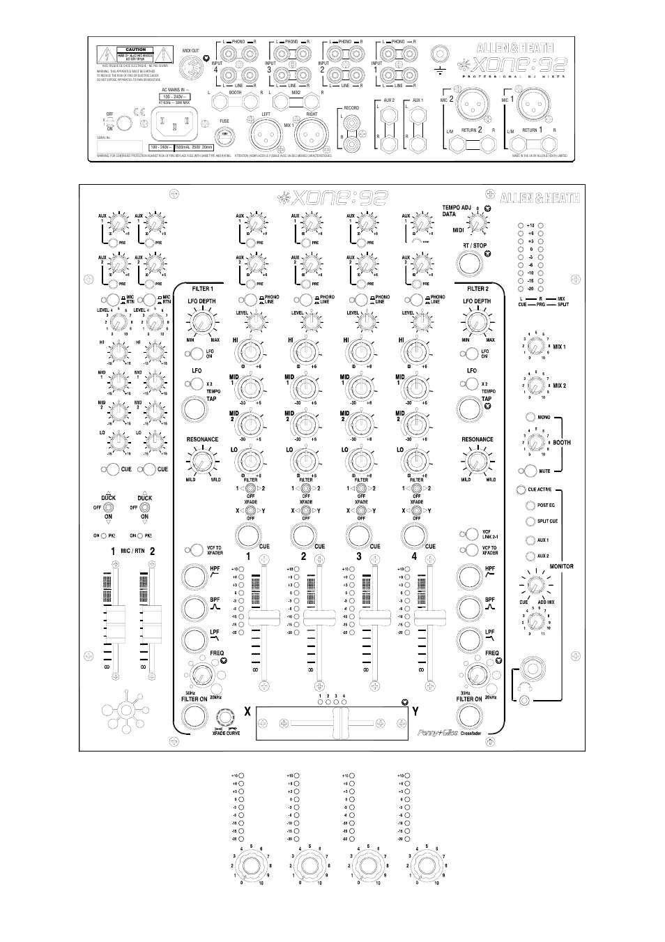 6xone:92 user guide, Channel faders for rotary version | Allen&Heath XONE 92 User Manual | Page 6 / 40