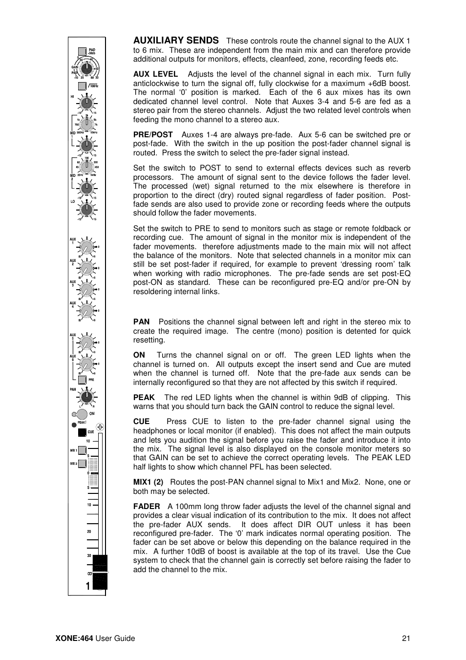 Auxiliary sends | Allen&Heath XONE 464 User Manual | Page 21 / 37