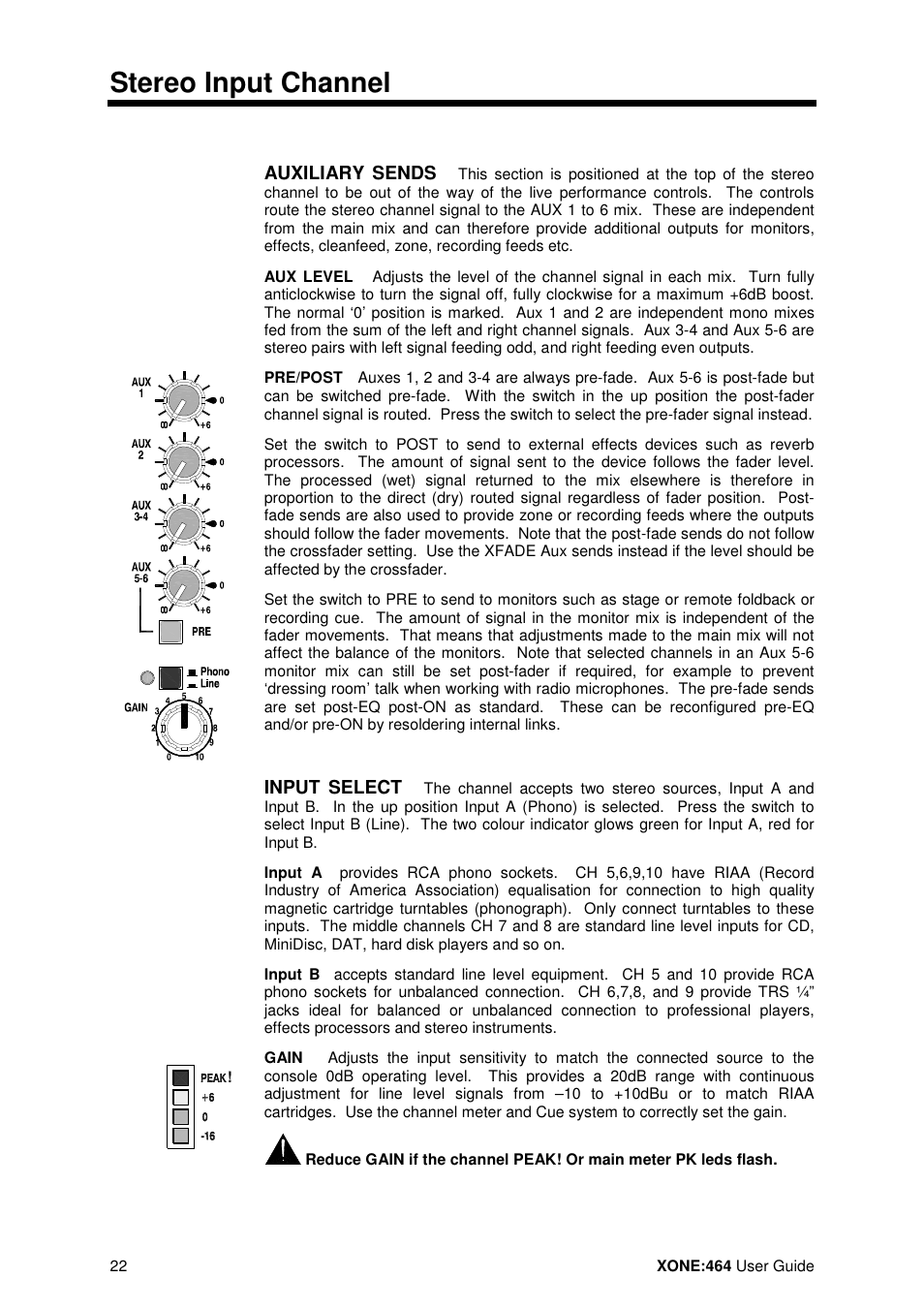 Stereo input channel | Allen&Heath XONE 464 User Manual | Page 22 / 37