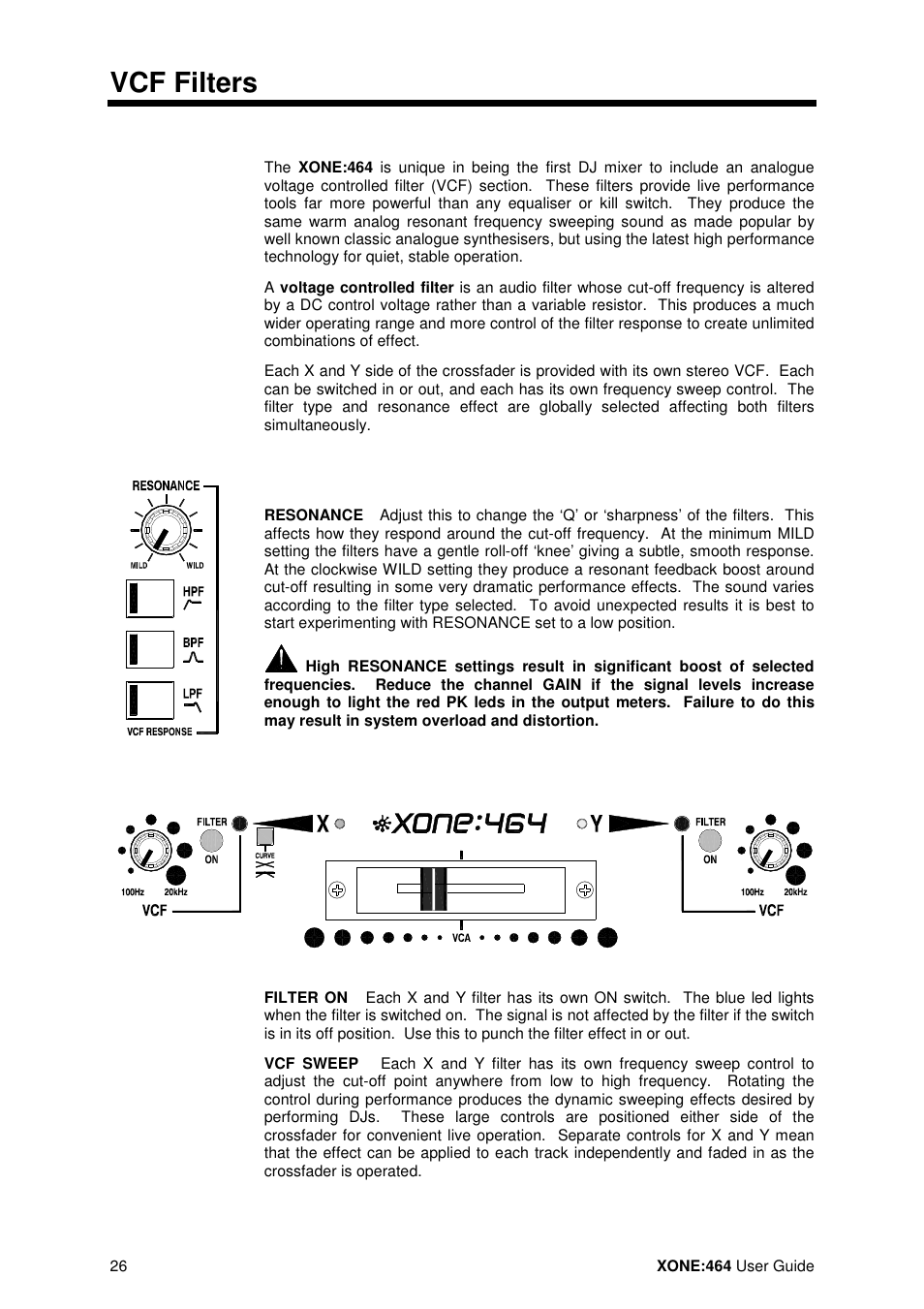 Vcf filters | Allen&Heath XONE 464 User Manual | Page 26 / 37