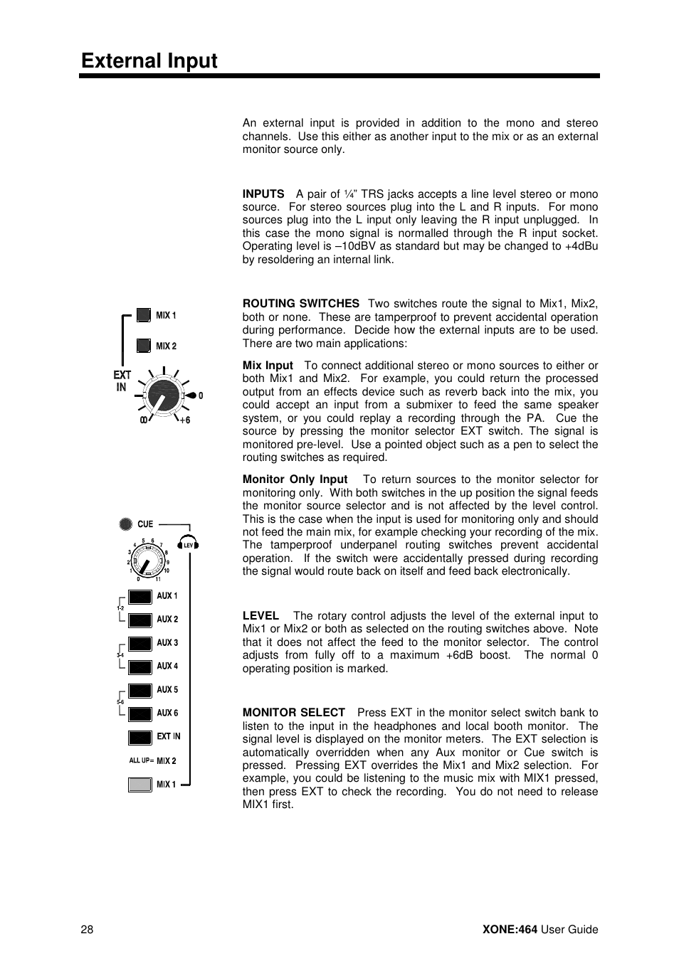 External input | Allen&Heath XONE 464 User Manual | Page 28 / 37