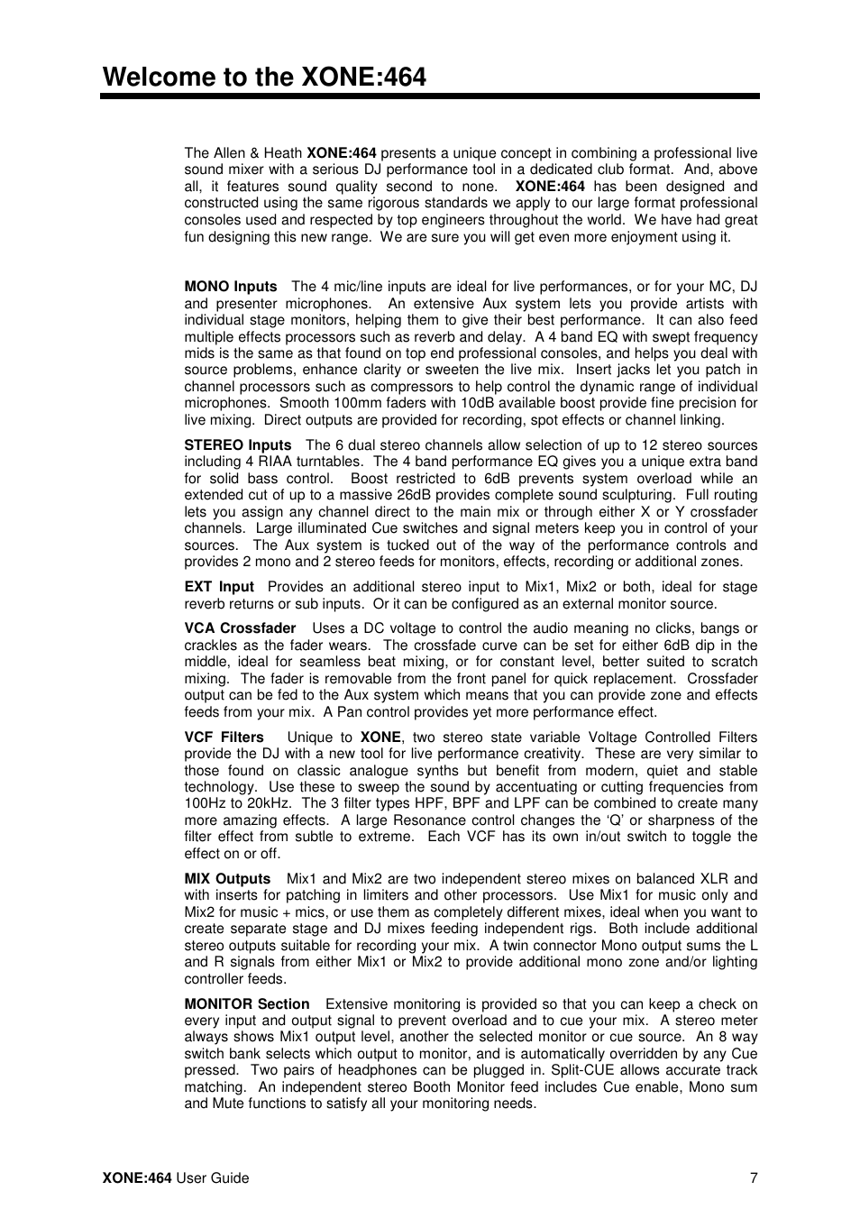 Welcome to the xone:464 | Allen&Heath XONE 464 User Manual | Page 7 / 37