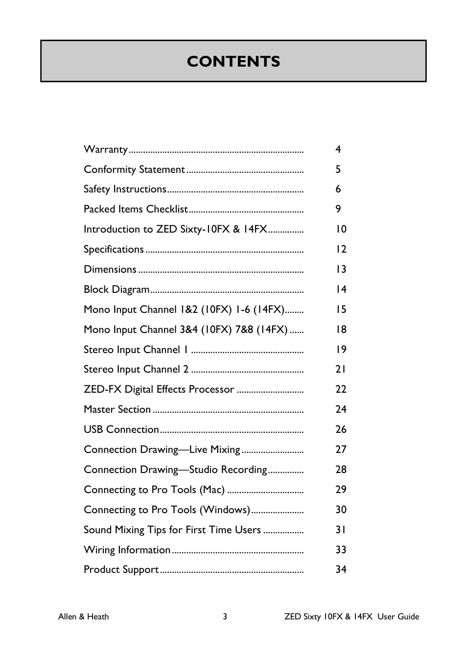 Allen&Heath ZED60-14FX User Manual | Page 3 / 36